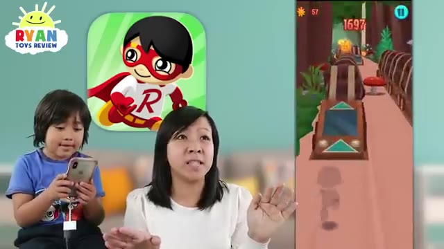 Ryan Plays Tag with Ryan Game on iPad with Mommy!  Ryan VS Mommy Who scores higher Challenge!